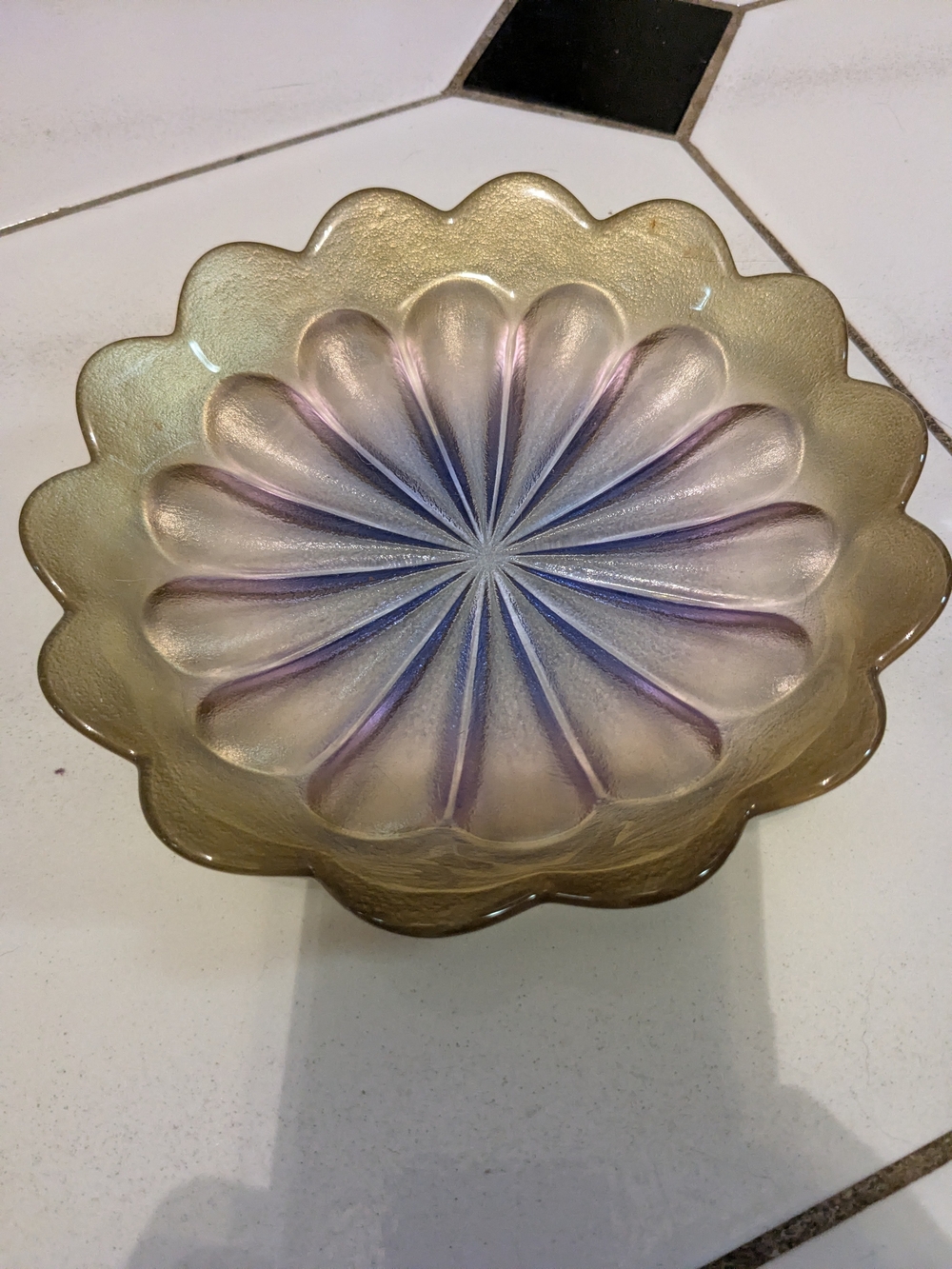 Iridescent Gold Glass Decorative Bowl - Home Art